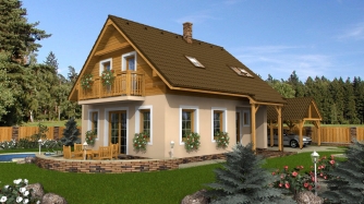Attic house suitable for a small plot and as a cottage.